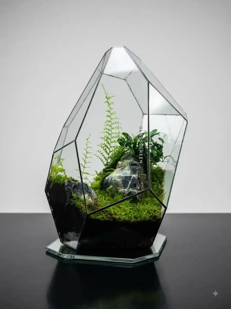 Luxury Geometric Terrarium – Live Plants & Natural Moss